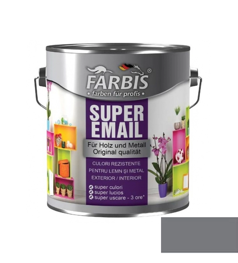 Эмаль Farbis super 0.7l серый