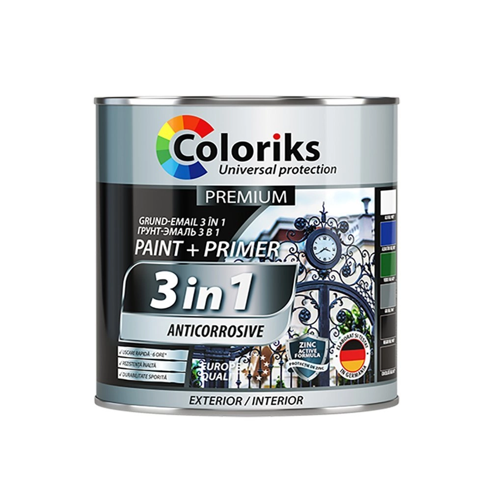 Грунтовка-эмаль Premium Coloriks 3в1 0.9л чёрный  9005