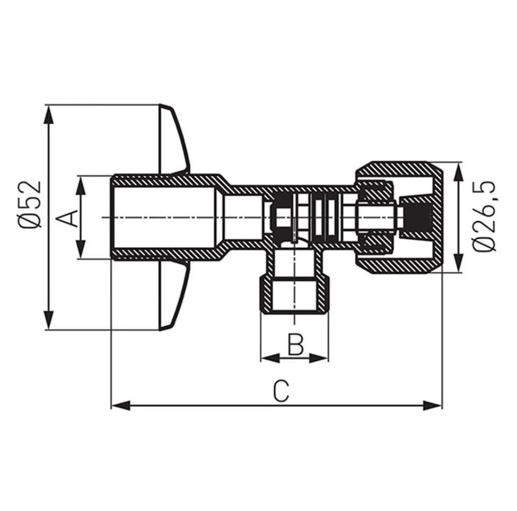 Угловой кран Ferro 1/2*3/4 FRRC34000 